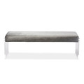 Baxton Studio Hildon Grey Upholstered Lux Bench with Paneled Acrylic Legs 121-6719
